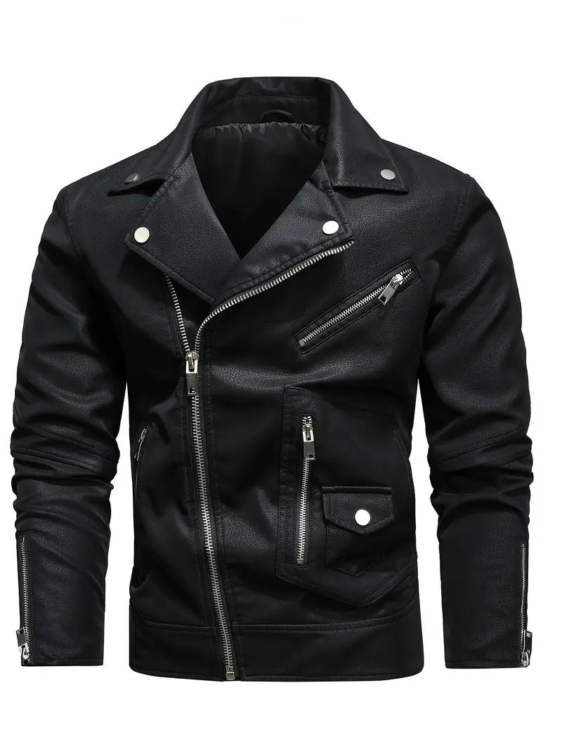 Premium Mens Winter PU Leather Jacket with Stylish Zipper