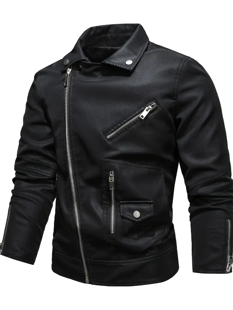 Premium Mens Winter PU Leather Jacket with Stylish Zipper